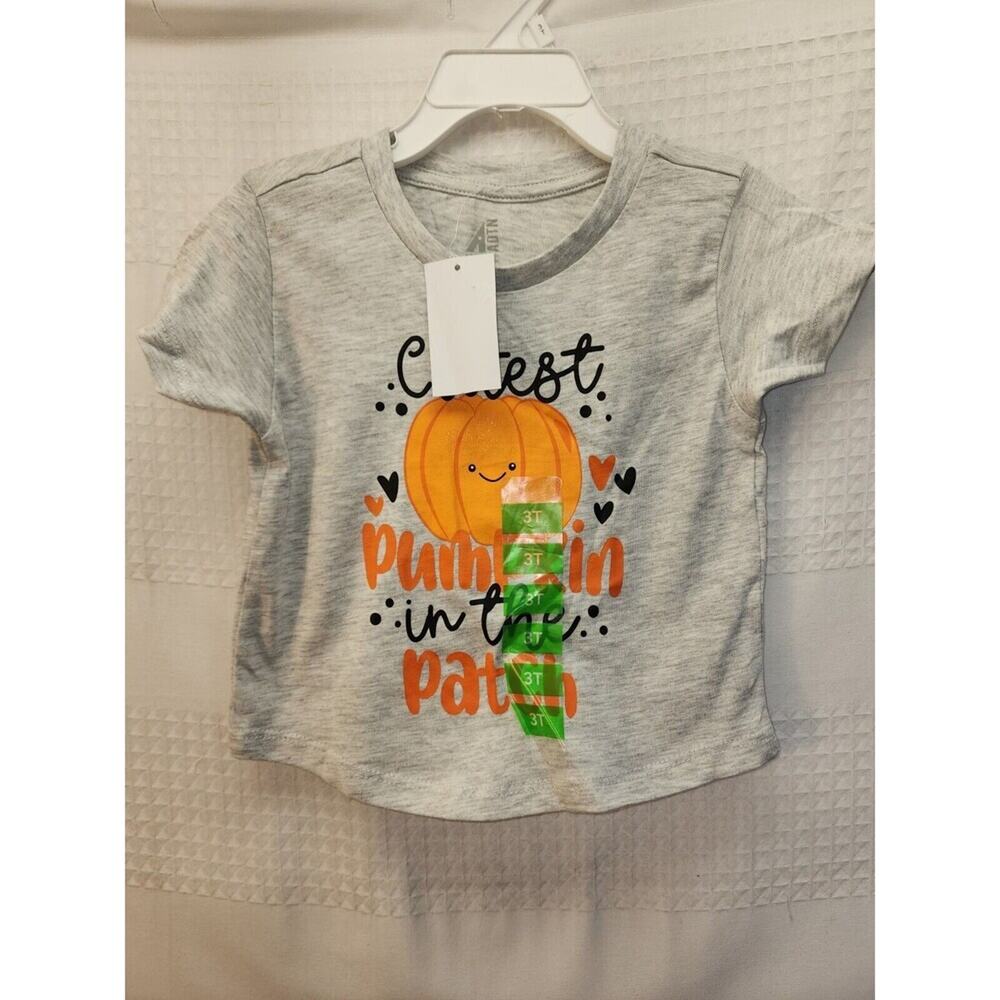 ADTN Girls Tshirt  Short Sleeve Pumpkin 3t Cutest Pumpkin In The Patch Tee